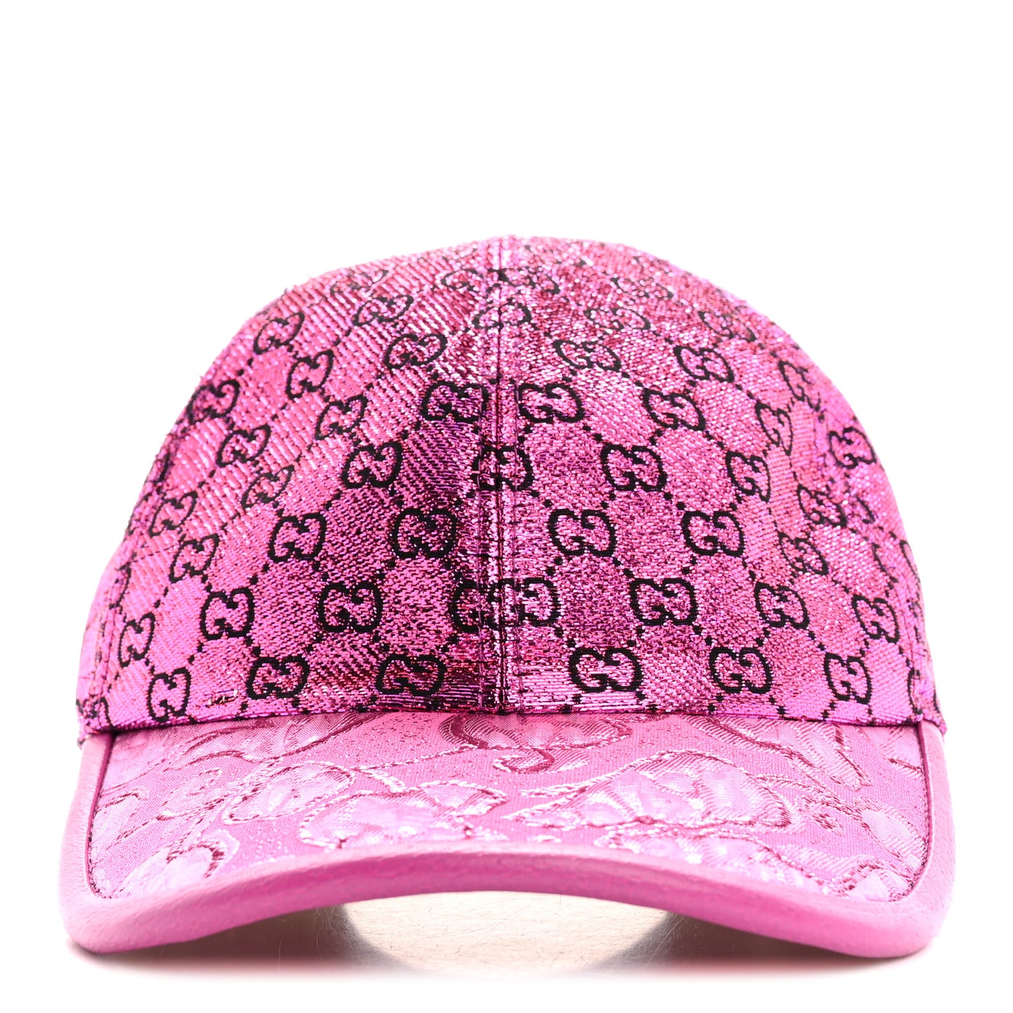 Silk Blend Jacquard Monogram Santa Barbara Baseball Hat M Fuxia Black