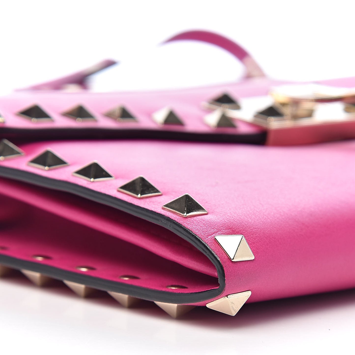 Vitello Medium Rockstud Flip Lock Crossbody Bag Deep Cyclamin