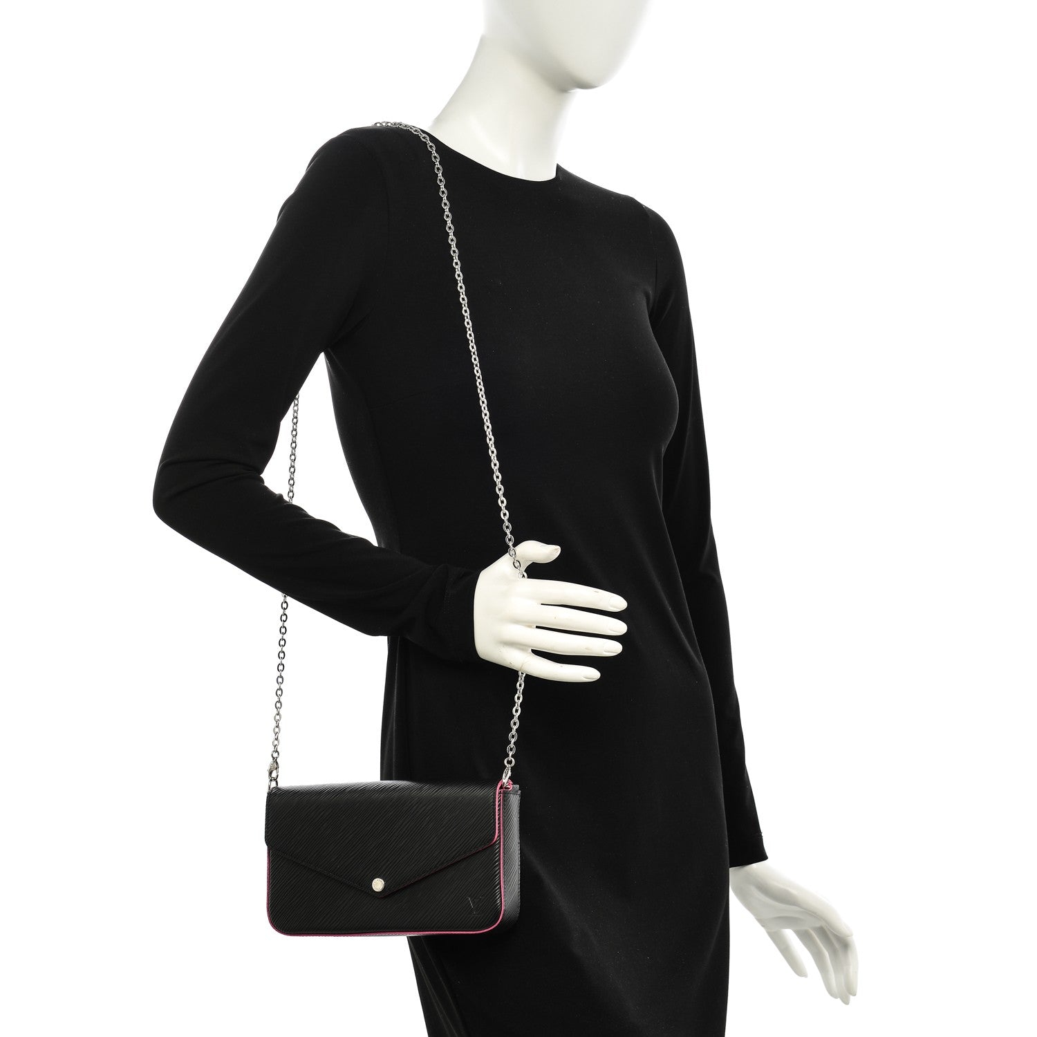 Louis Vuitton Epi Pochette Felicie Black Hot Pink 2 of 6