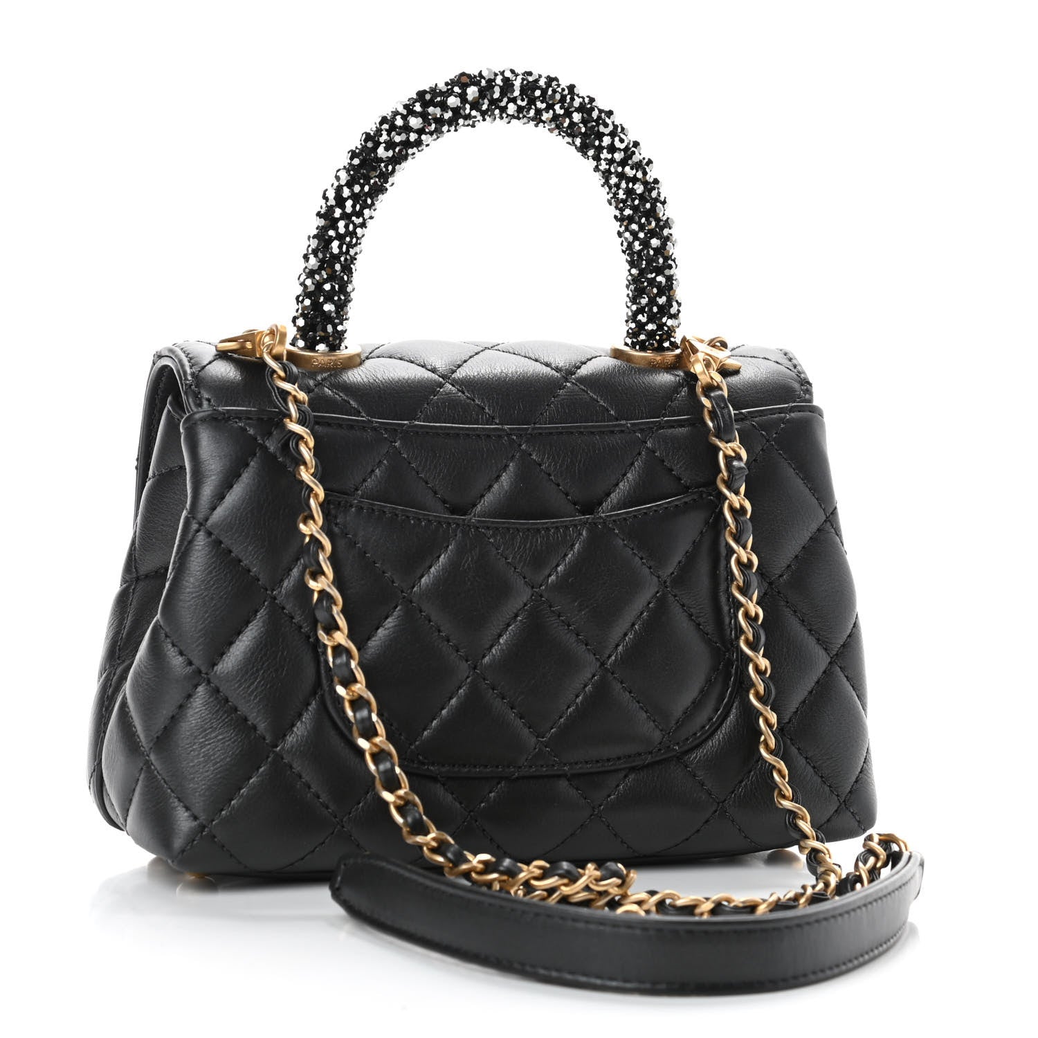 Chanel Calfskin Crystal Quilted Extra Mini Coco Handle Flap Black 2 of 4