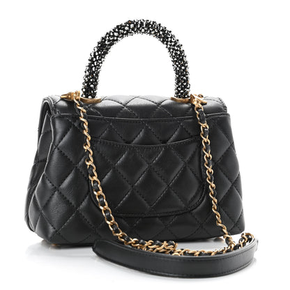 Chanel Calfskin Crystal Quilted Extra Mini Coco Handle Flap Black 2 of 4
