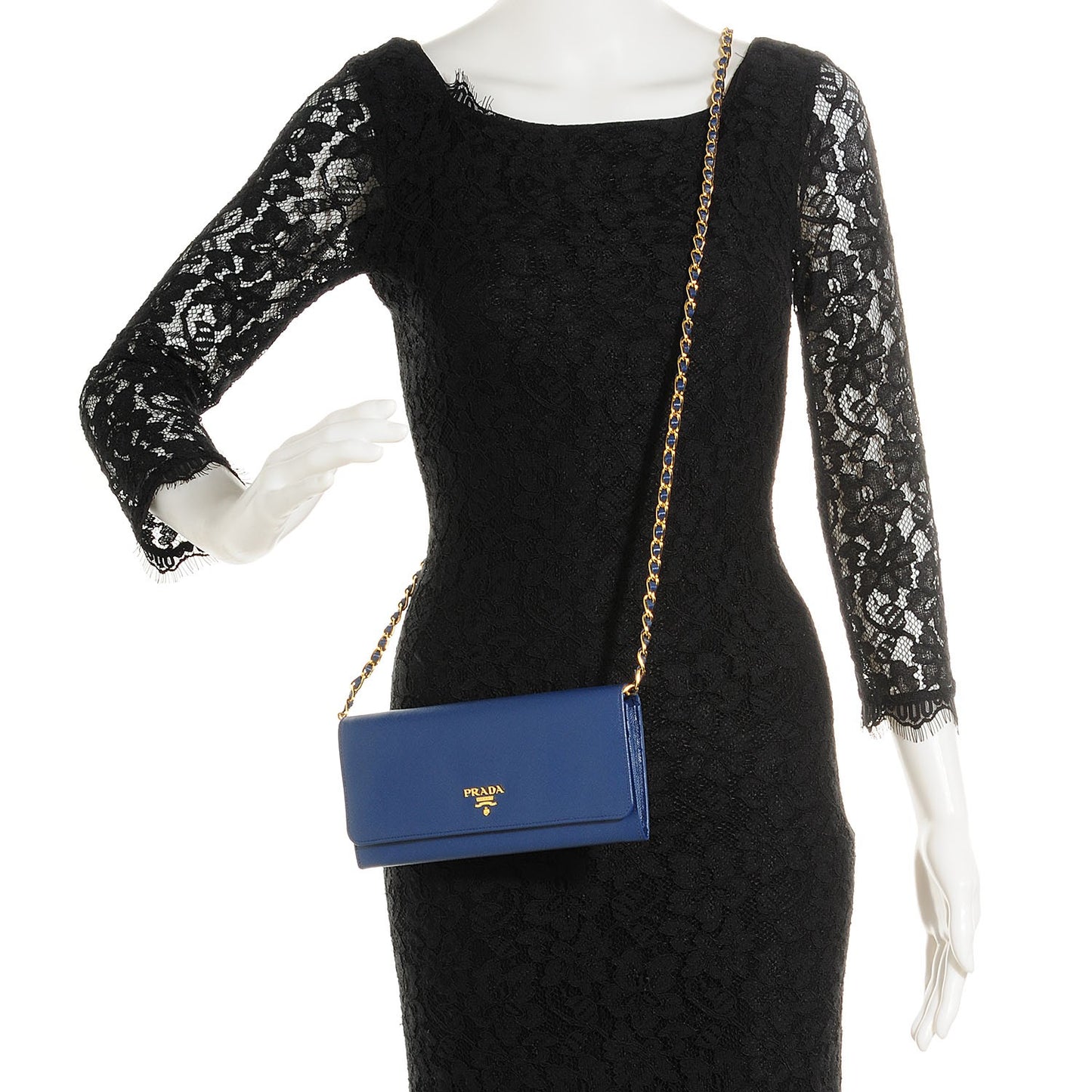 Saffiano Metal Oro Chain Wallet Bleuette