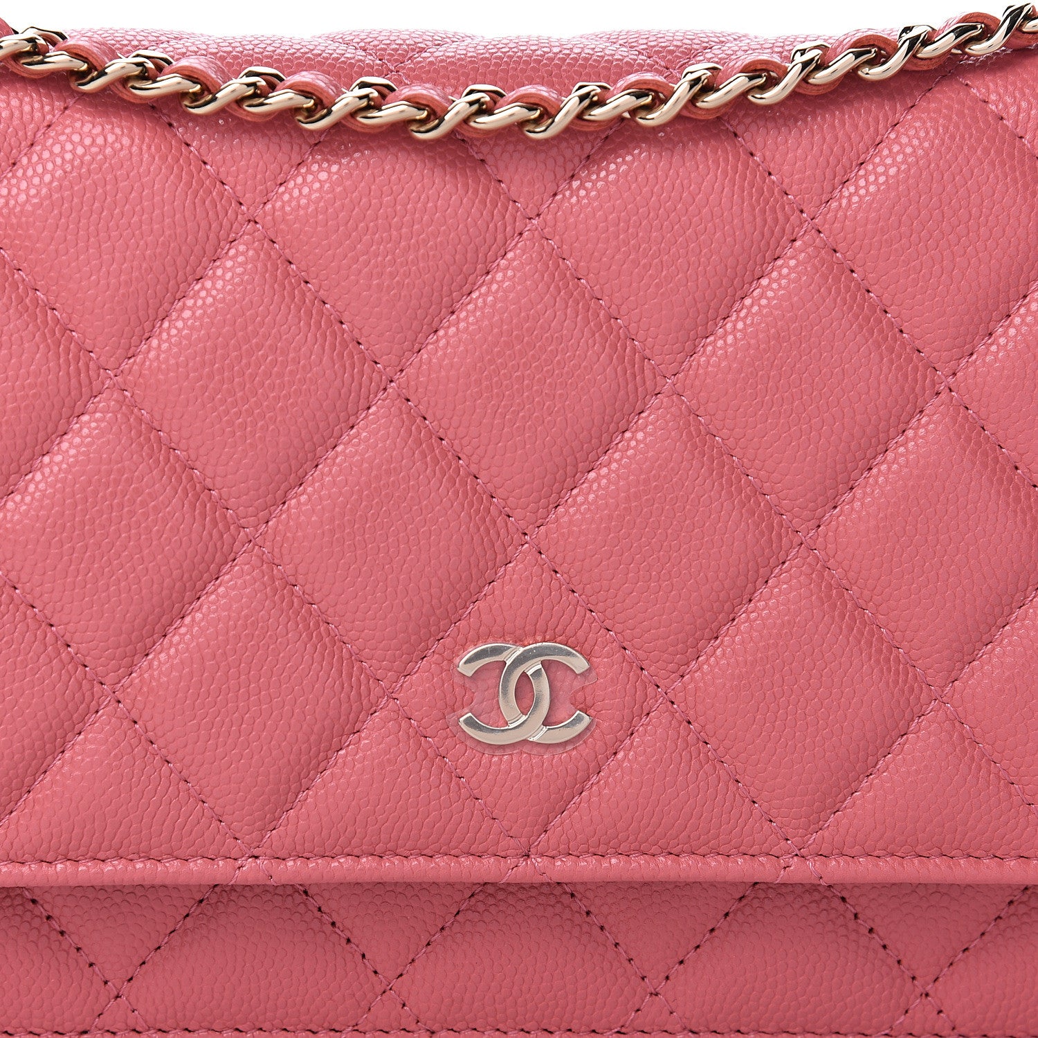 Chanel Caviar Quilted Wallet on Chain WOC Pink 9 of 12