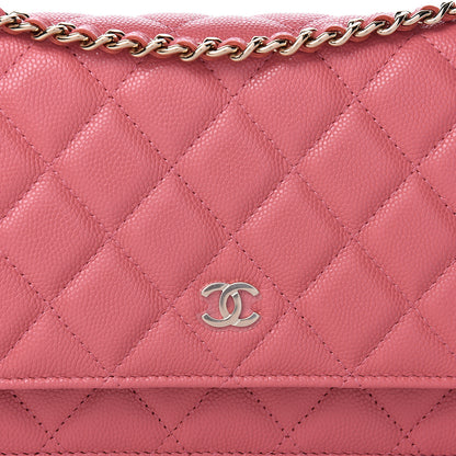 Chanel Caviar Quilted Wallet on Chain WOC Pink 9 of 12