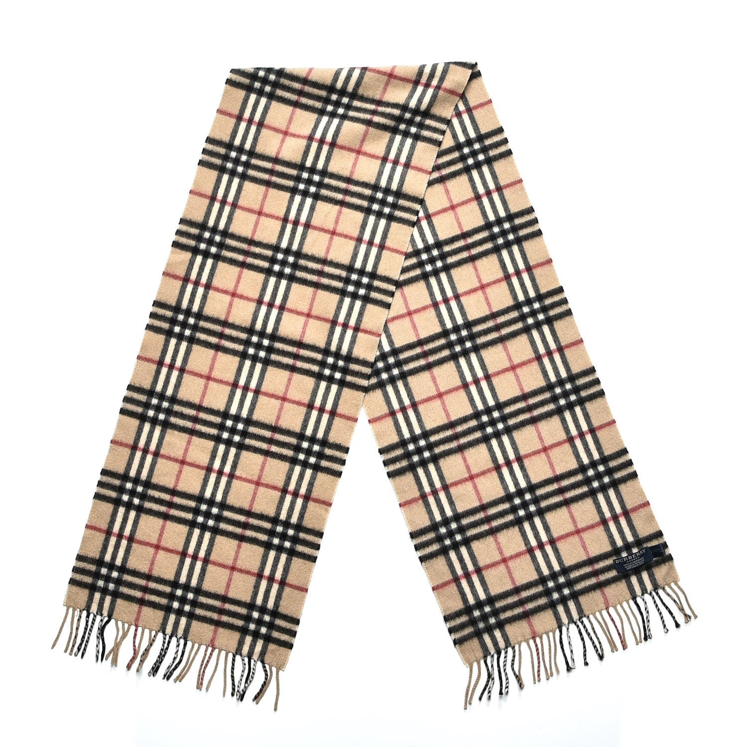 Burberry Cashmere House Check Fringe Scarf Camel 3 of 4