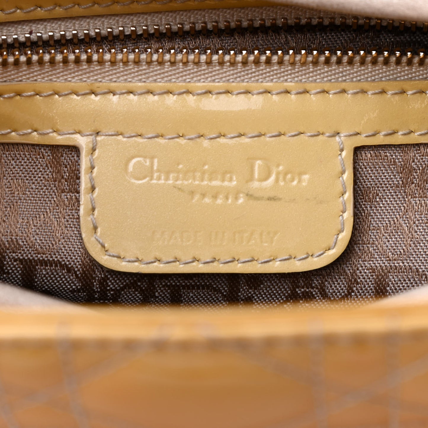 Patent Cannage Large Lady Dior Yellow