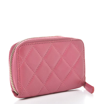 Chanel Lambskin Quilted Zip Around Coin Purse Wallet Pink 3 of 10