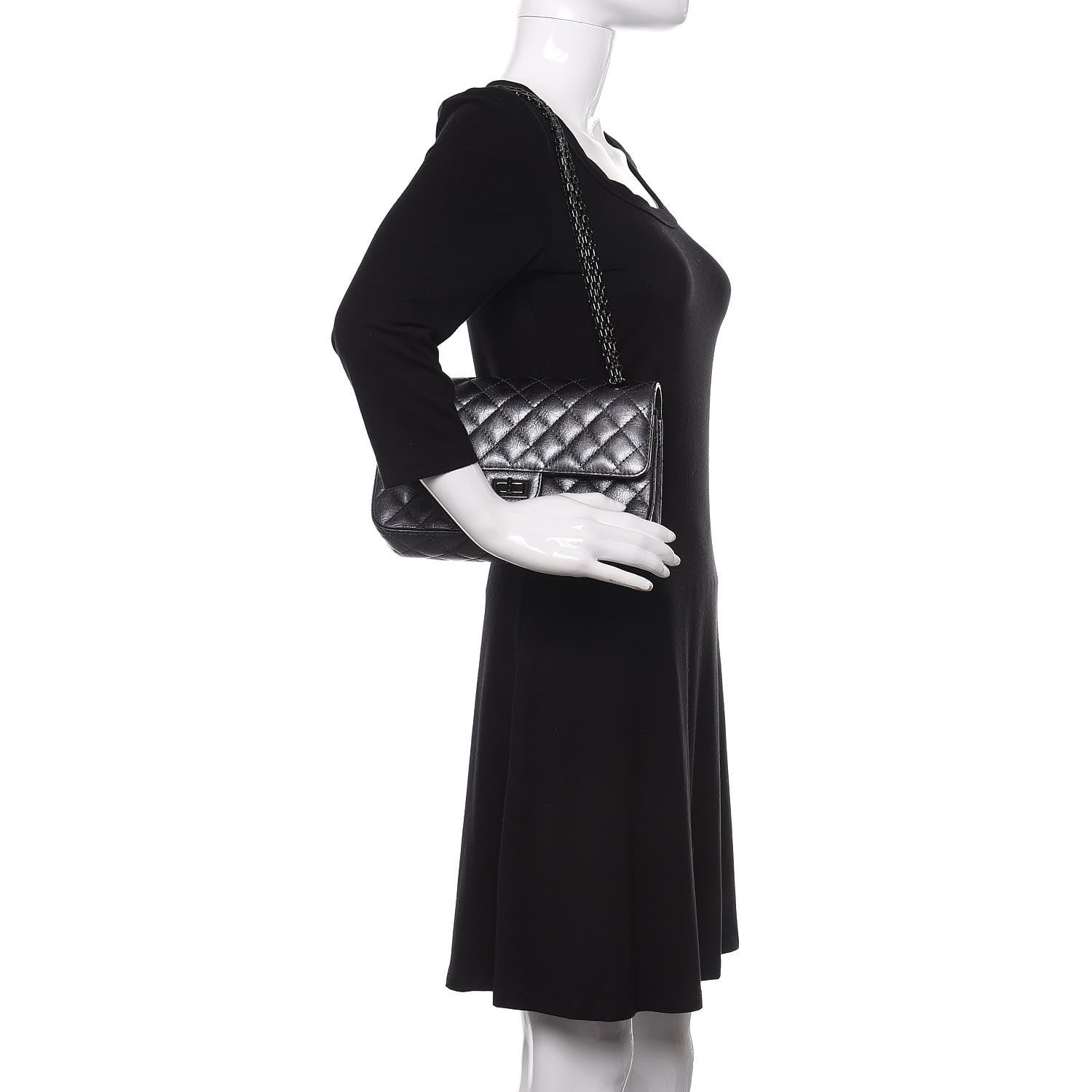 Chanel Metallic Aged Calfskin Quilted 2.55 Reissue 225 Flap Charcoal 2 of 9