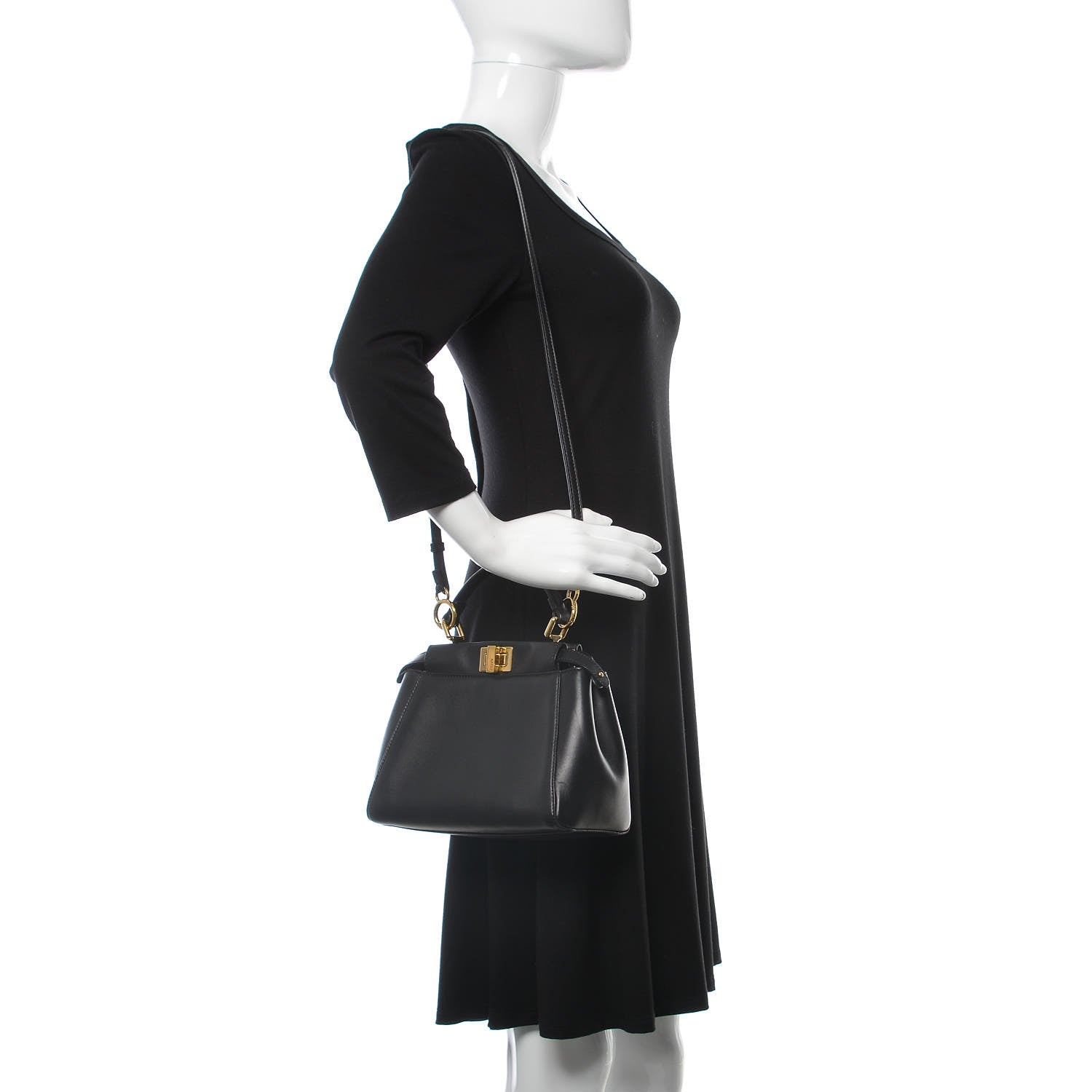 Fendi Nappa Mini Peekaboo Iconic Satchel Black 2 of 6
