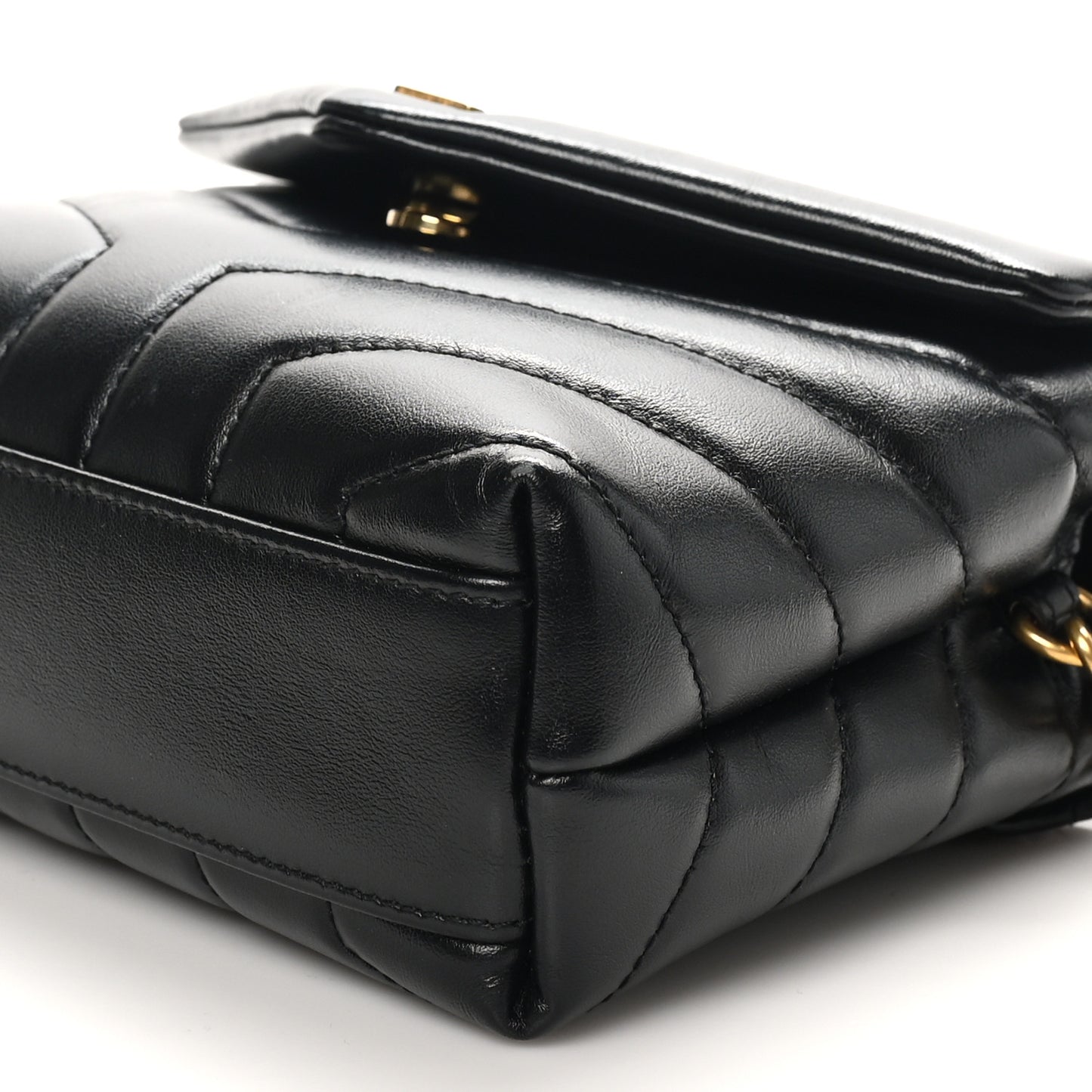 Calfskin Y Quilted Monogram Toy Loulou Crossbody Bag Black