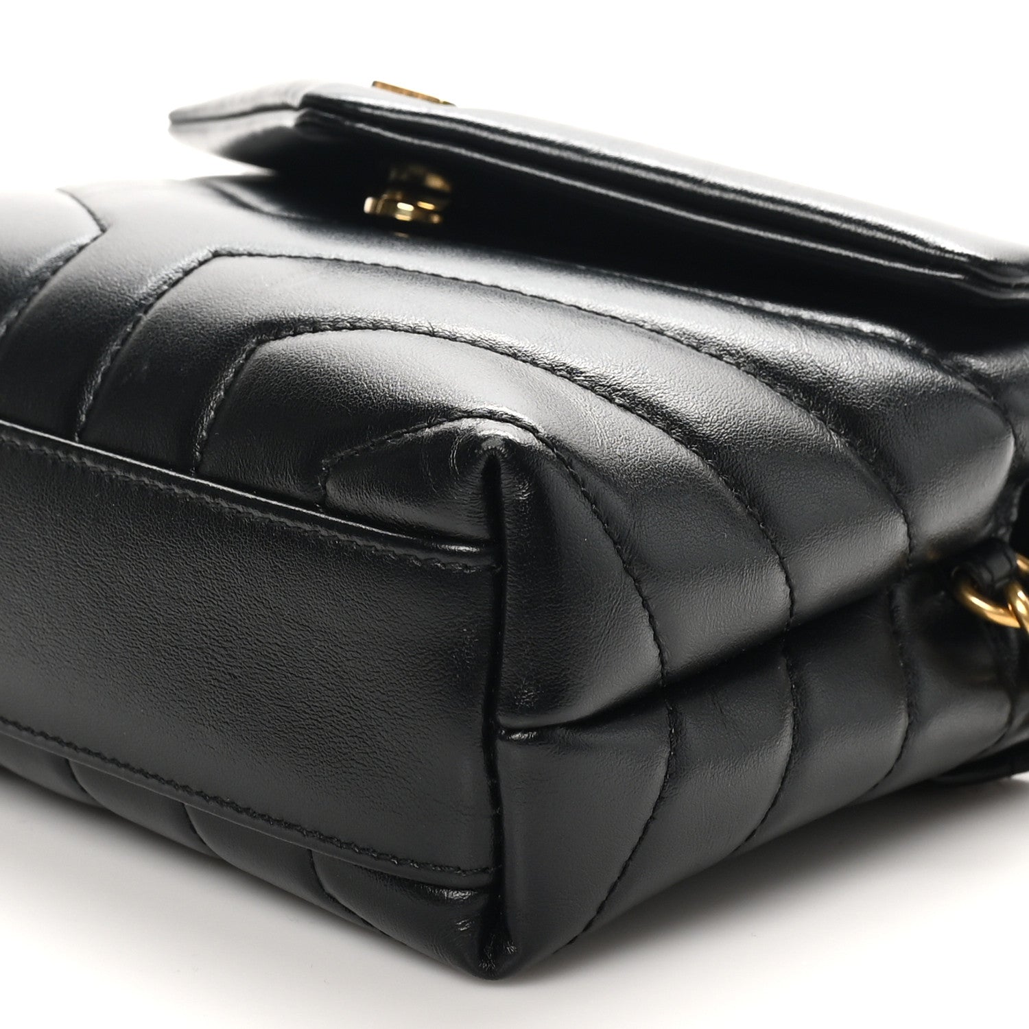 Saint Laurent Calfskin Y Quilted Monogram Toy Loulou Crossbody Bag Black 10 of 10