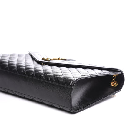 Saint Laurent Grain De Poudre Textured Mixed Matelasse Large Triquilt Monogram Satchel Black 6 of 9