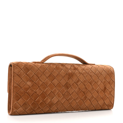 Bottega Veneta Suede Intrecciato Long Andiamo Top Handle Clutch Amber 3 of 8
