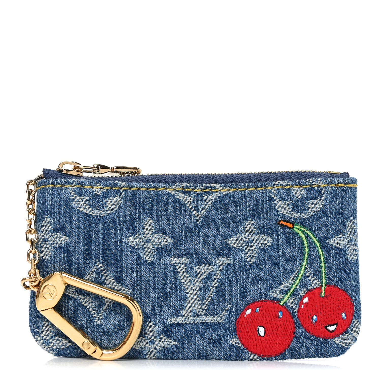 Louis Vuitton LV X TM Monogram Denim Cerises Key Pouch Blue 1 of 7