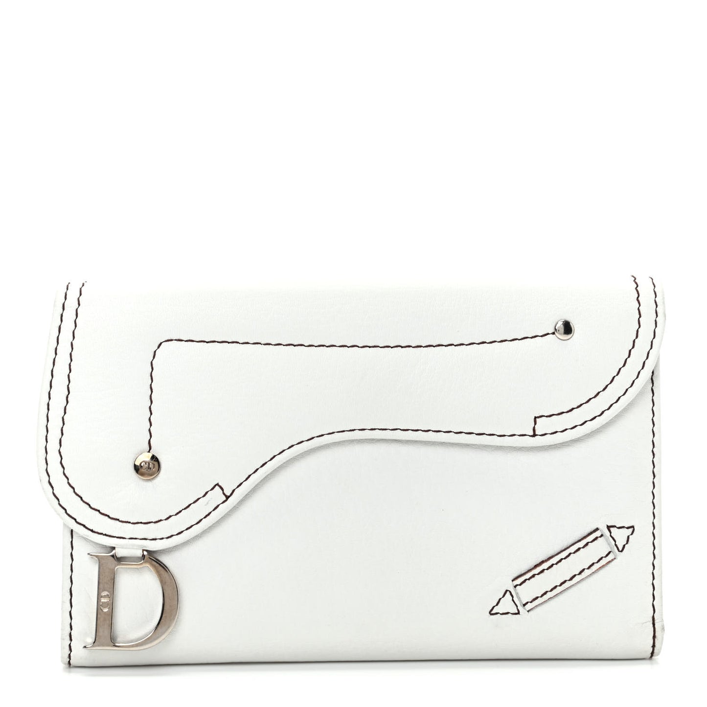 Calfskin Saddle Wallet White