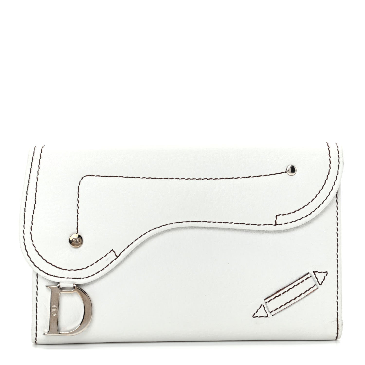 Christian Dior Calfskin Saddle Wallet White 1 of 7