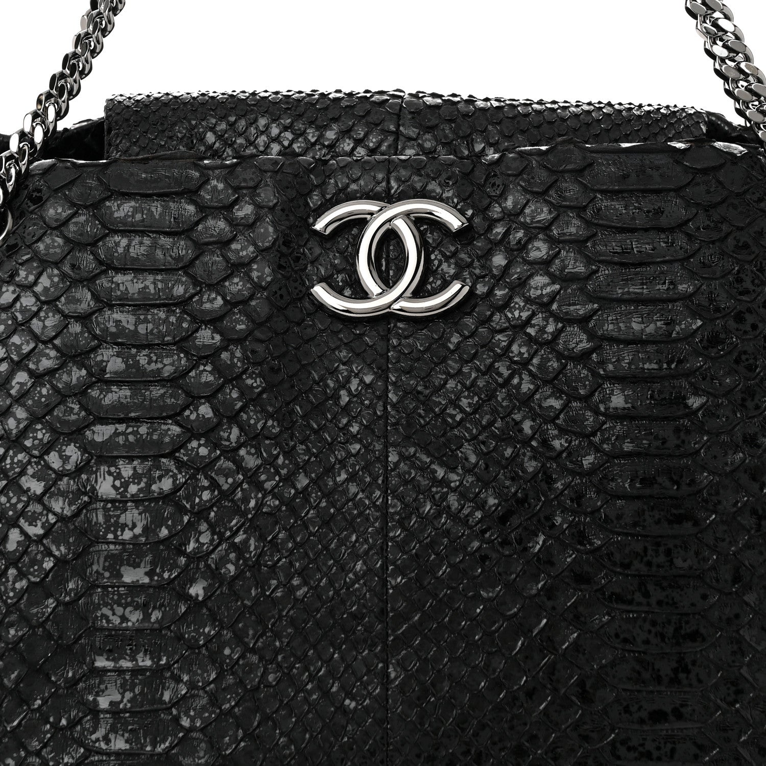 Chanel Snakeskin Accordion Tote Black 8 of 10