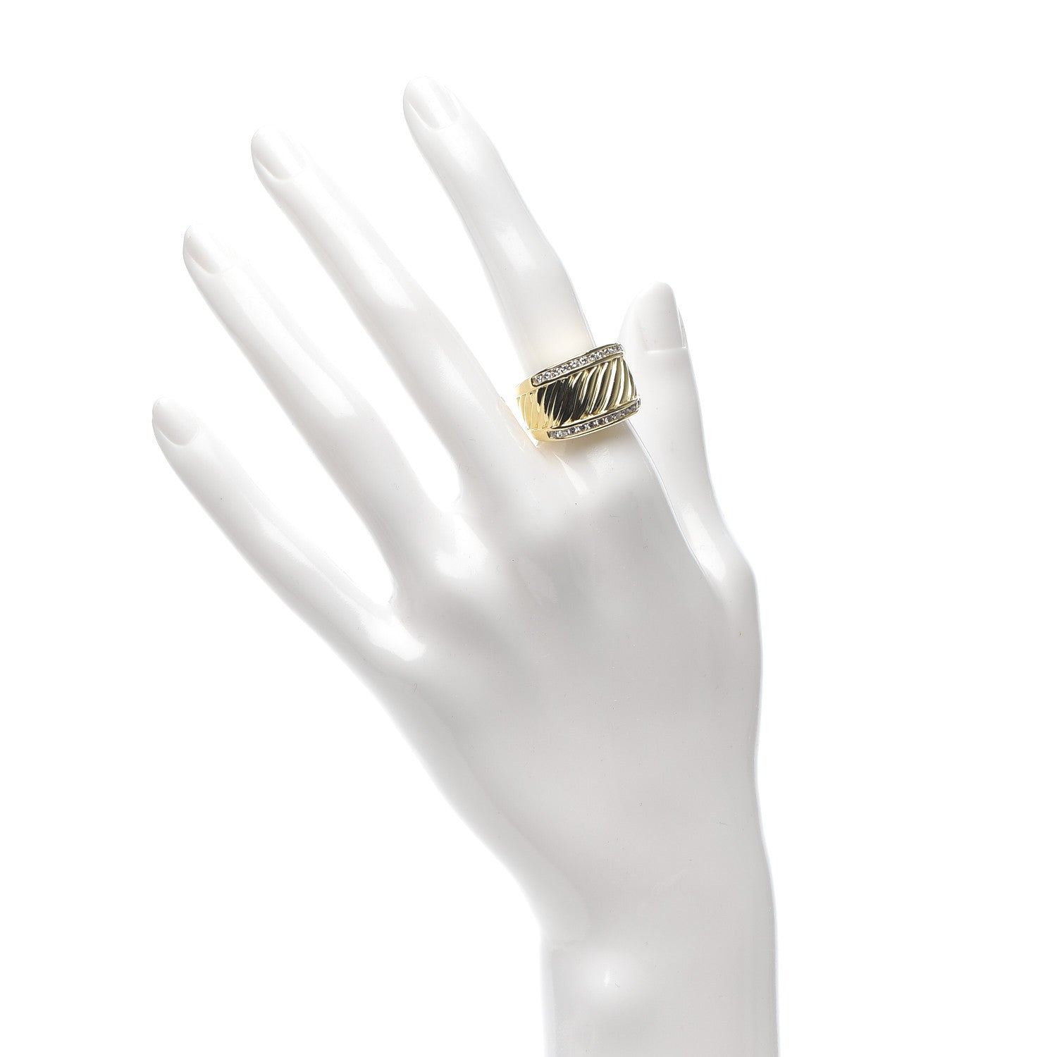 David Yurman 18K Yellow Gold Diamond Cable Cigar Band Ring 52 6 2 of 8