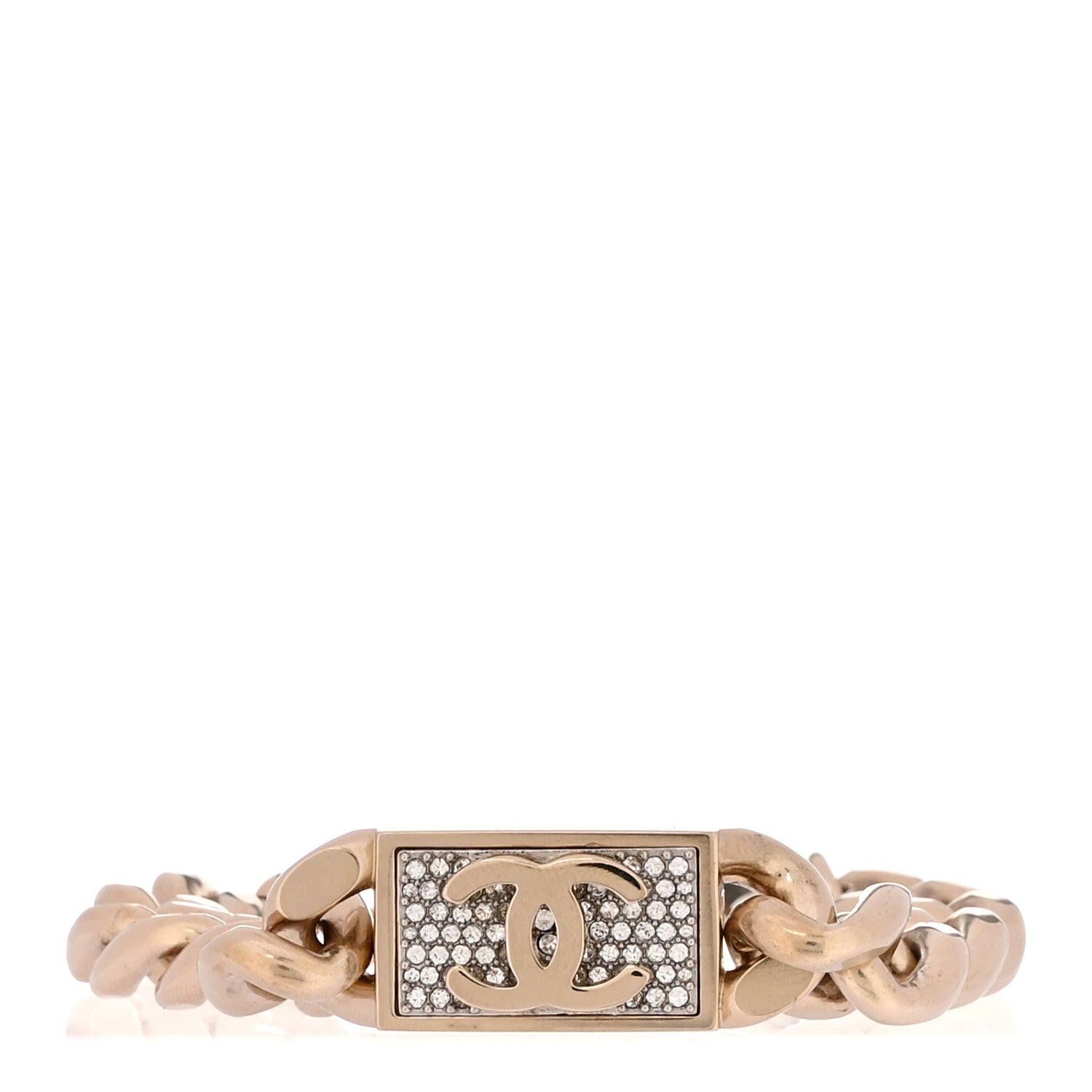 Chanel Crystal Chain CC Bracelet Gold 1 of 5