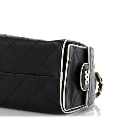 Chanel Calfskin Quilted Mini Chanel 25 Handbag Black White 9 of 9