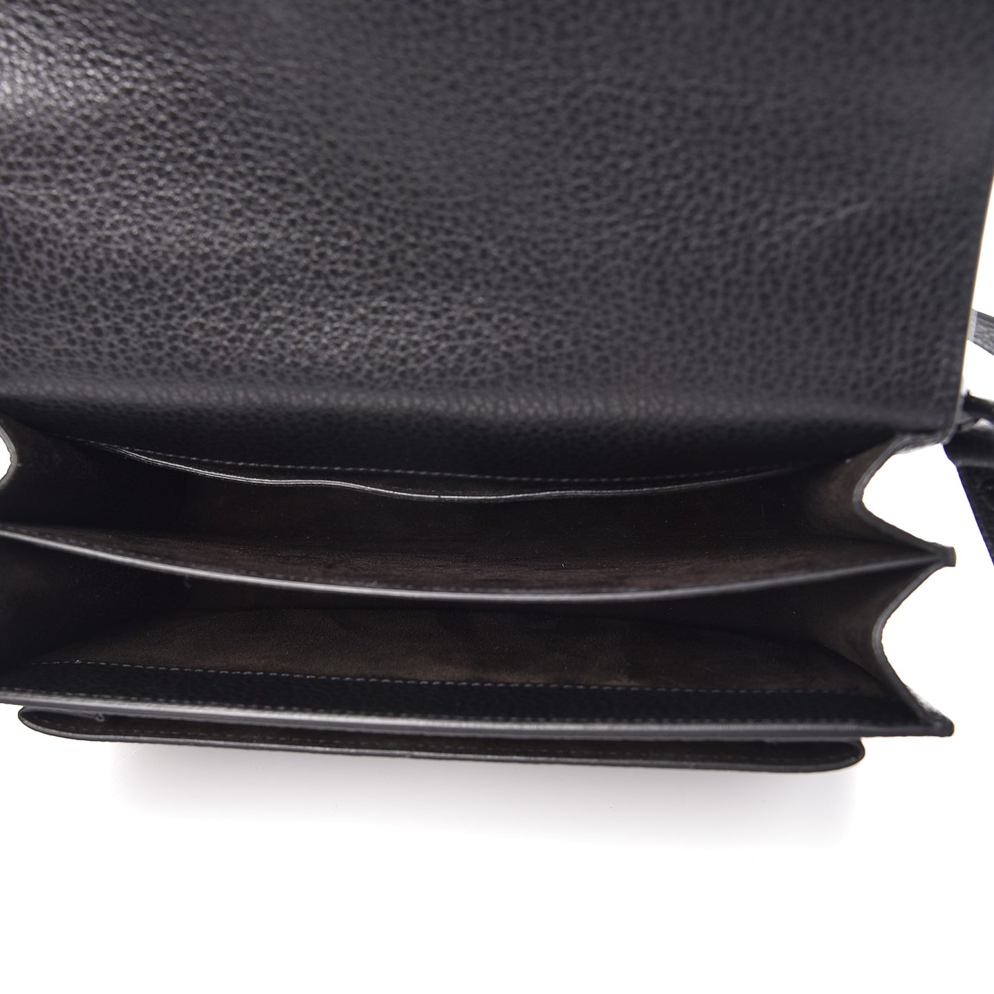 Grained Calfskin Medium Monogram Sunset Satchel Black