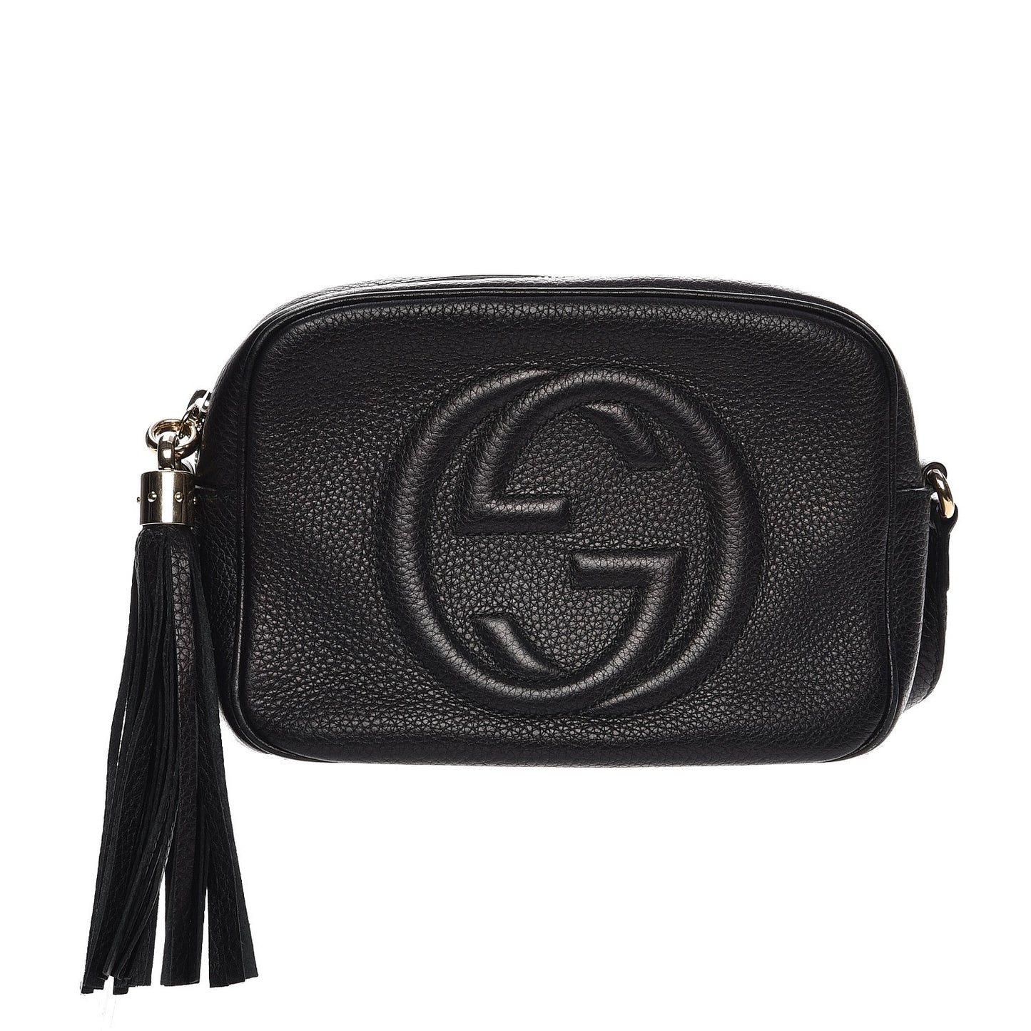 Pebbled Calfskin Small Soho Disco Bag Black