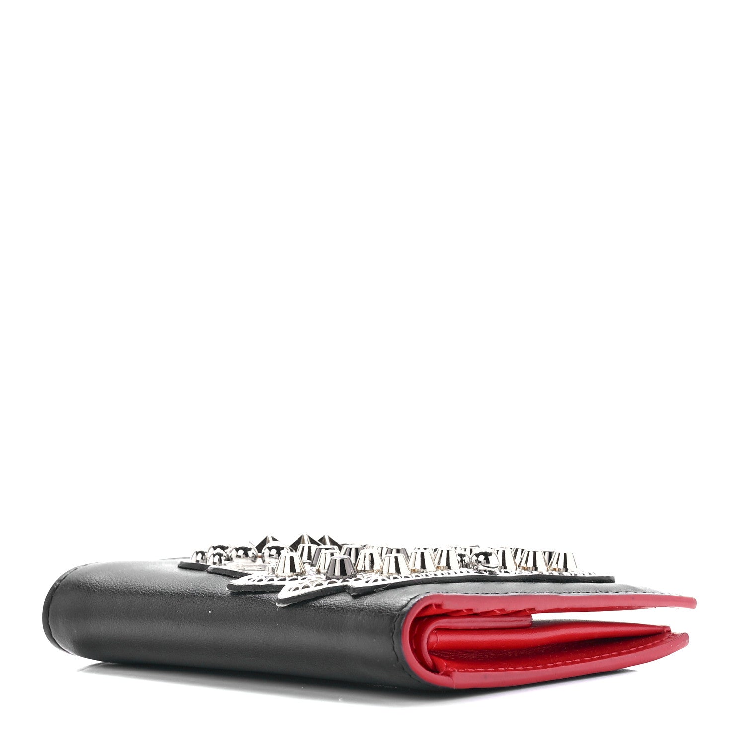 Christian Louboutin Calfskin Embellished Crown Compact Wallet Black 4 of 12