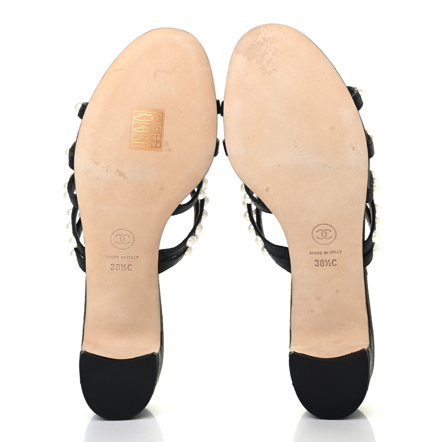 Goatskin Quilted Pearl Mule Sandals 38.5 Black