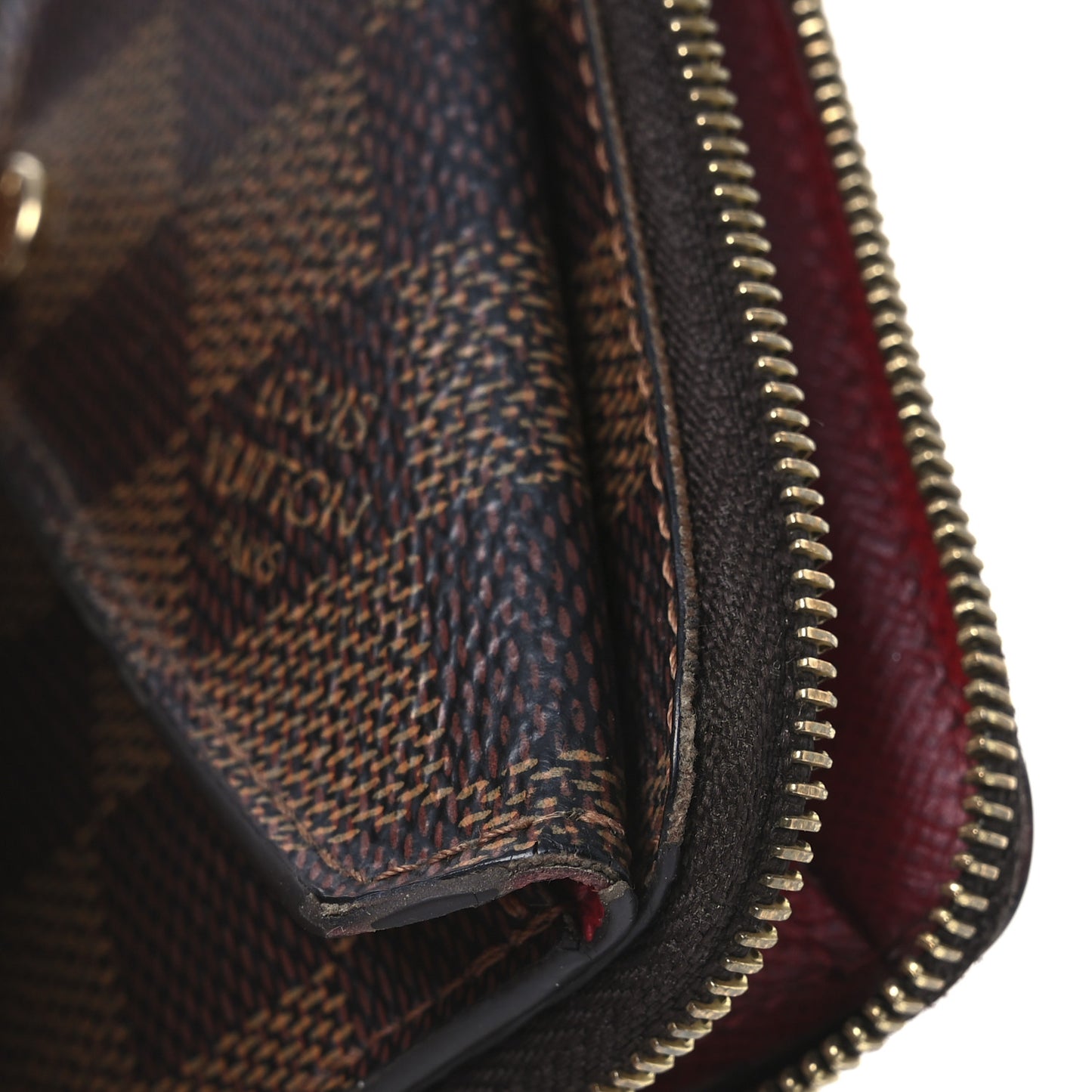 Damier Ebene Recto Verso Card Holder Red