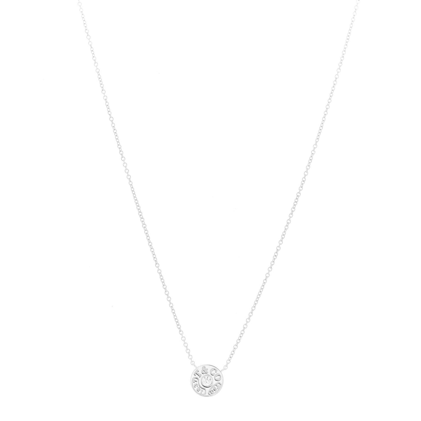 18K White Gold Diamond 1837 Circle Pendant Necklace