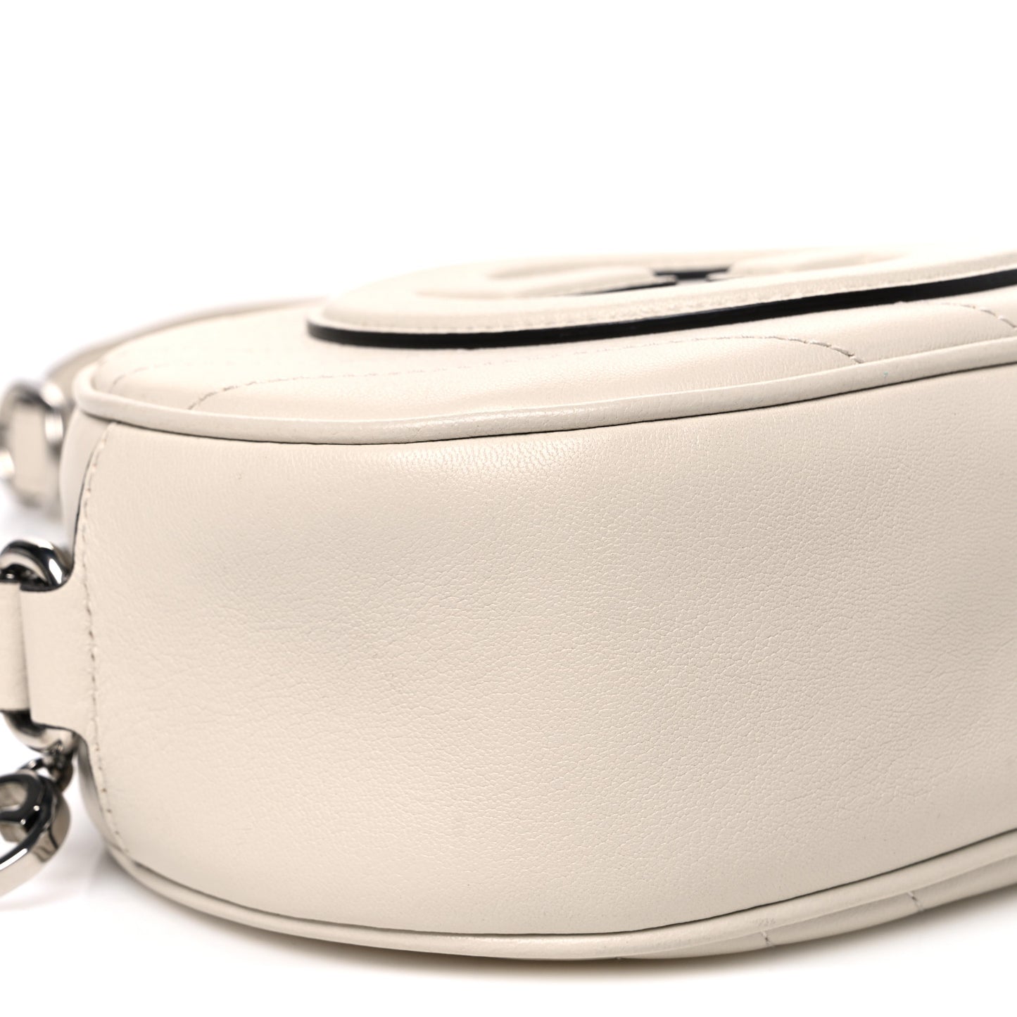 Sakai Be Green Calfskin Diagonal Stitched Mini Blondie Shoulder Bag Mystic White