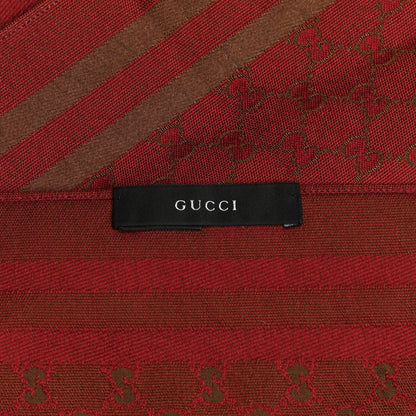 Gucci Silk Wool Monogram Fringe Scarf Red 3 of 5
