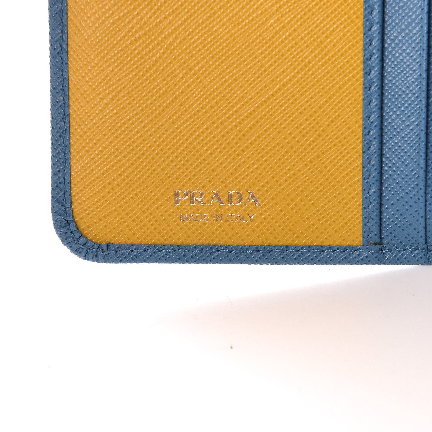 Prada Saffiano Metal Compact Wallet Bluette Mare 7 of 8