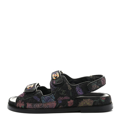 Chanel Denim Quilted Dad Sandals 38.5 Black Multicolor 1 of 8