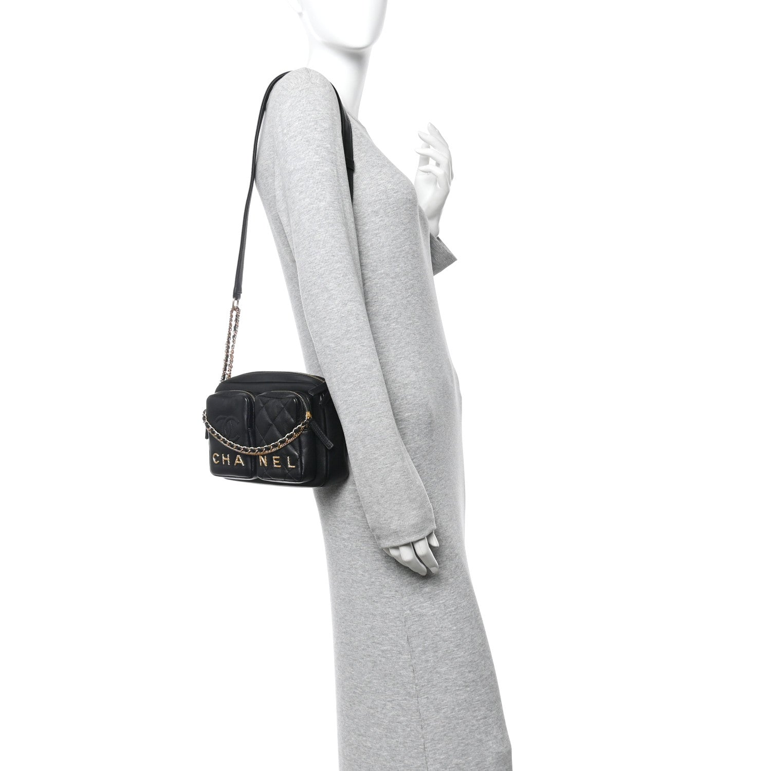Chanel Calfskin Quilted Small Camera Case Black 2 of 10