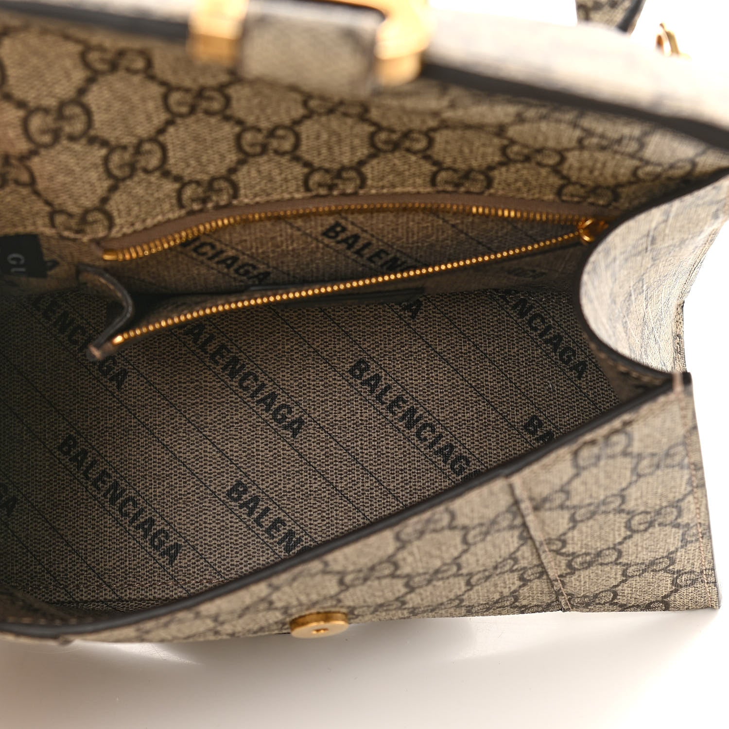 Balenciaga X GUCCI GG Supreme Monogram Small Hourglass Top Handle Bag Beige Ebony 5 of 12