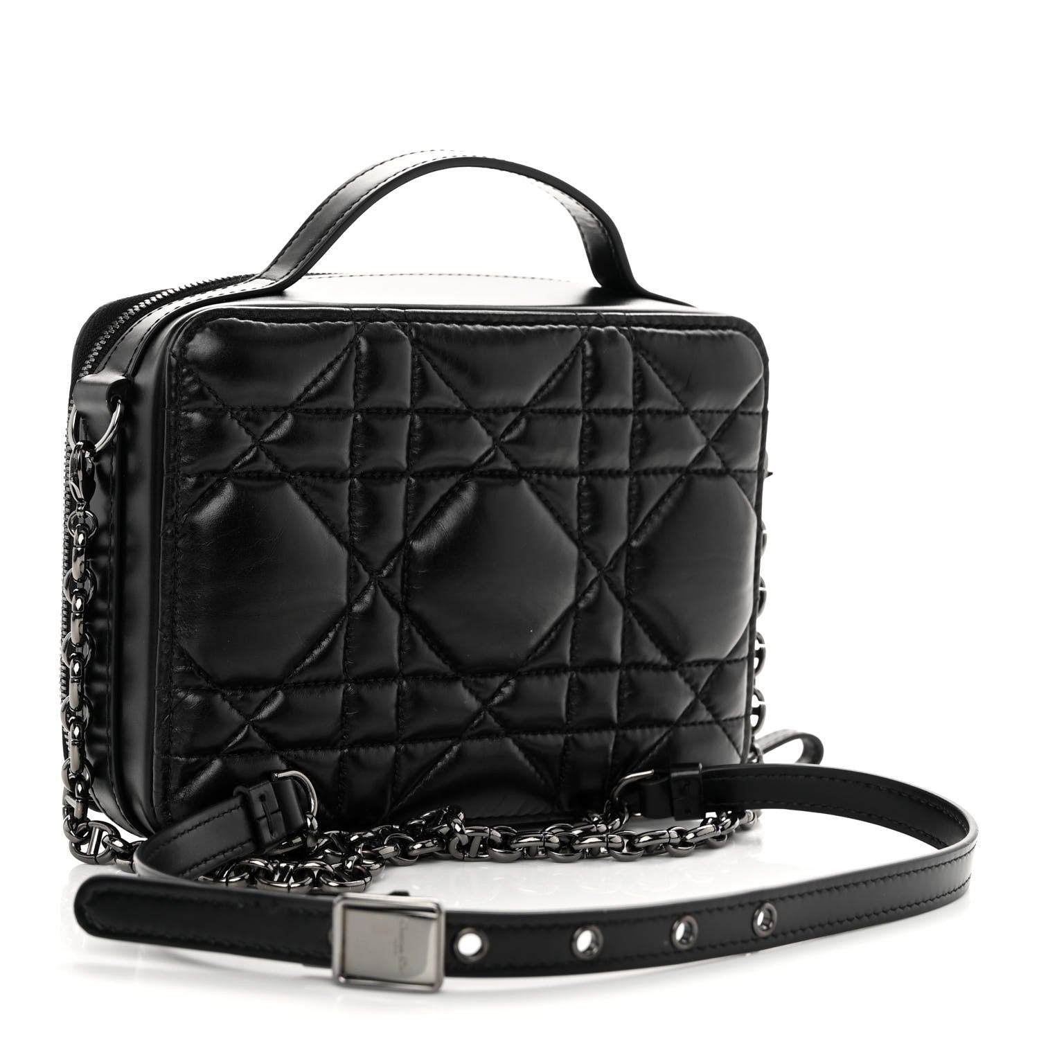 【新品】CHRISTIAN DIOR 八角形ボックス Christian Dior Calfskin Macrocannage Caro Box Bag Black 1349313