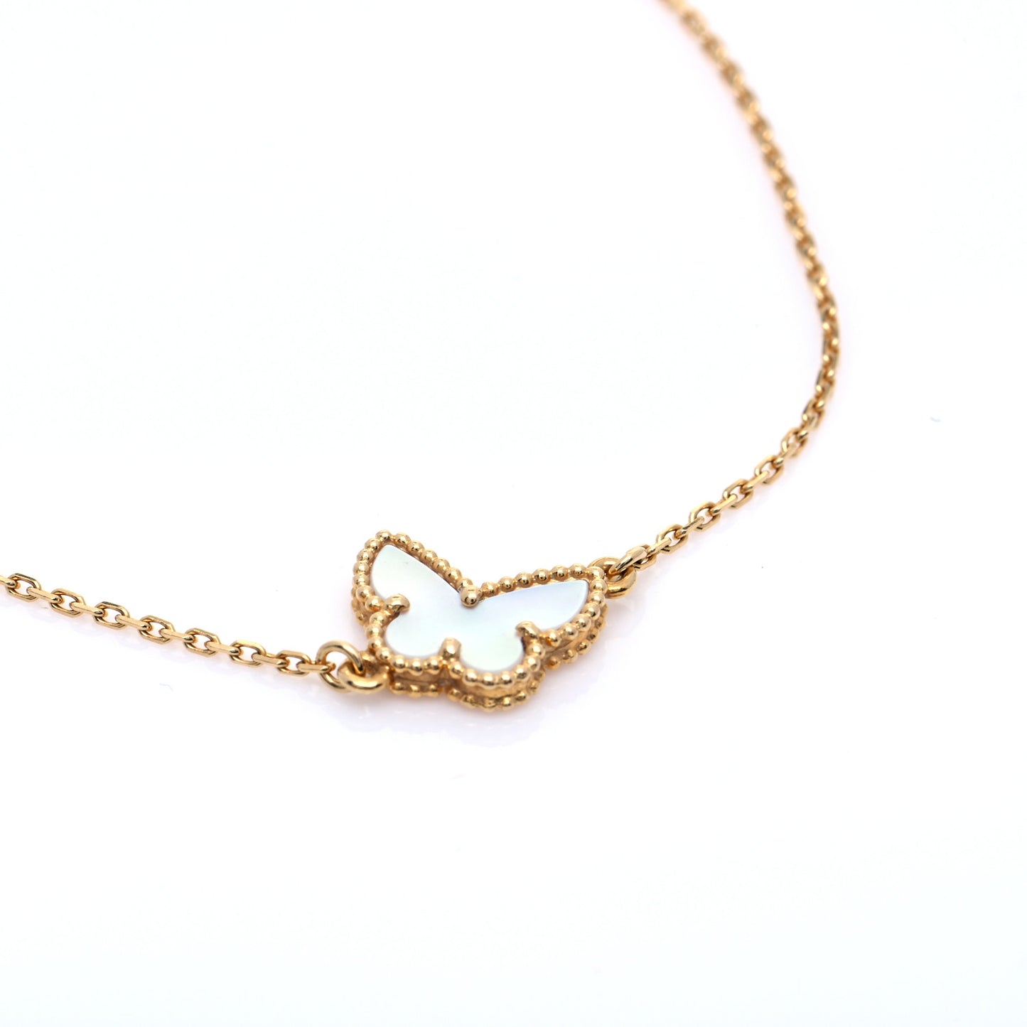 18K Yellow Gold Mother of Pearl Sweet Alhambra Butterfly Bracelet