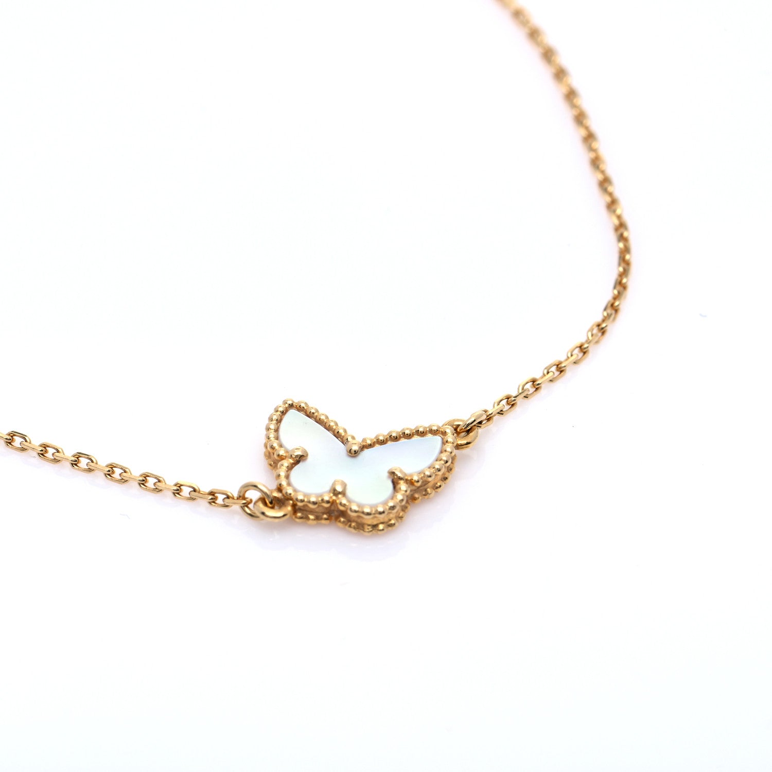 Van Cleef & Arpels 18K Yellow Gold Mother of Pearl Sweet Alhambra Butterfly Bracelet 4 of 8