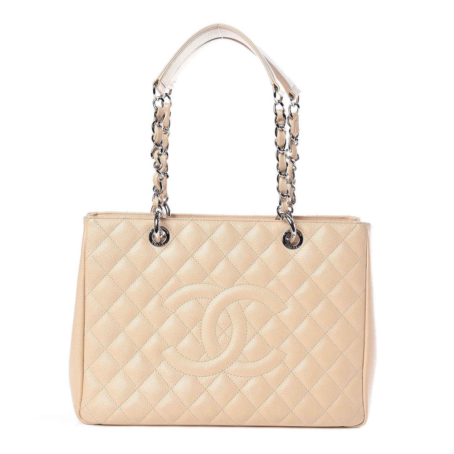 Caviar Quilted Grand Shopping Tote GST Beige Clair