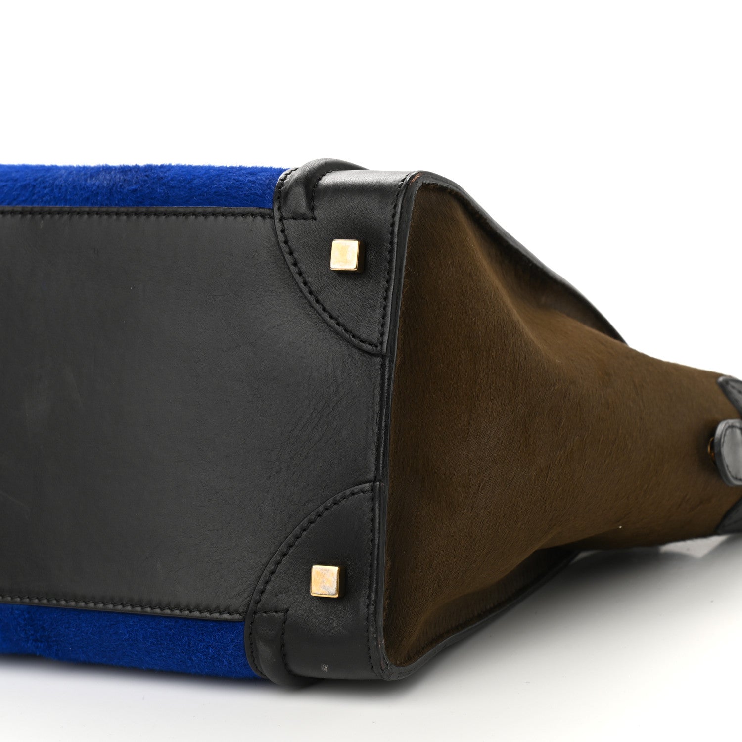 Celine Pony Hair Mini Tri-Color Luggage Royal Blue 8 of 10