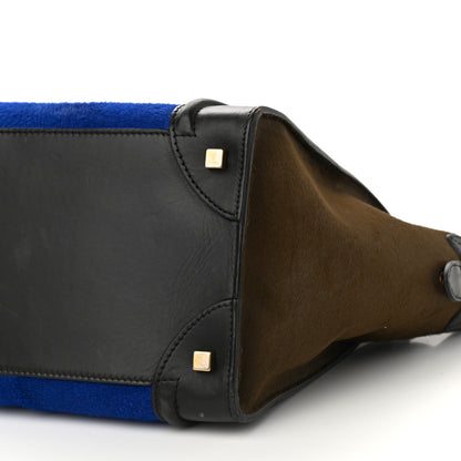 Celine Pony Hair Mini Tri-Color Luggage Royal Blue 8 of 10