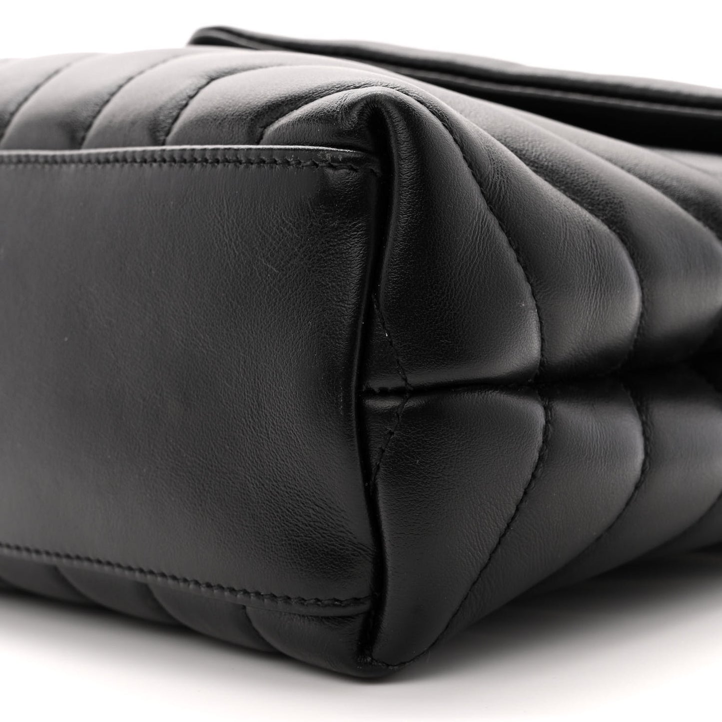 Calfskin Y Quilted Monogram Small Loulou Chain Satchel Black