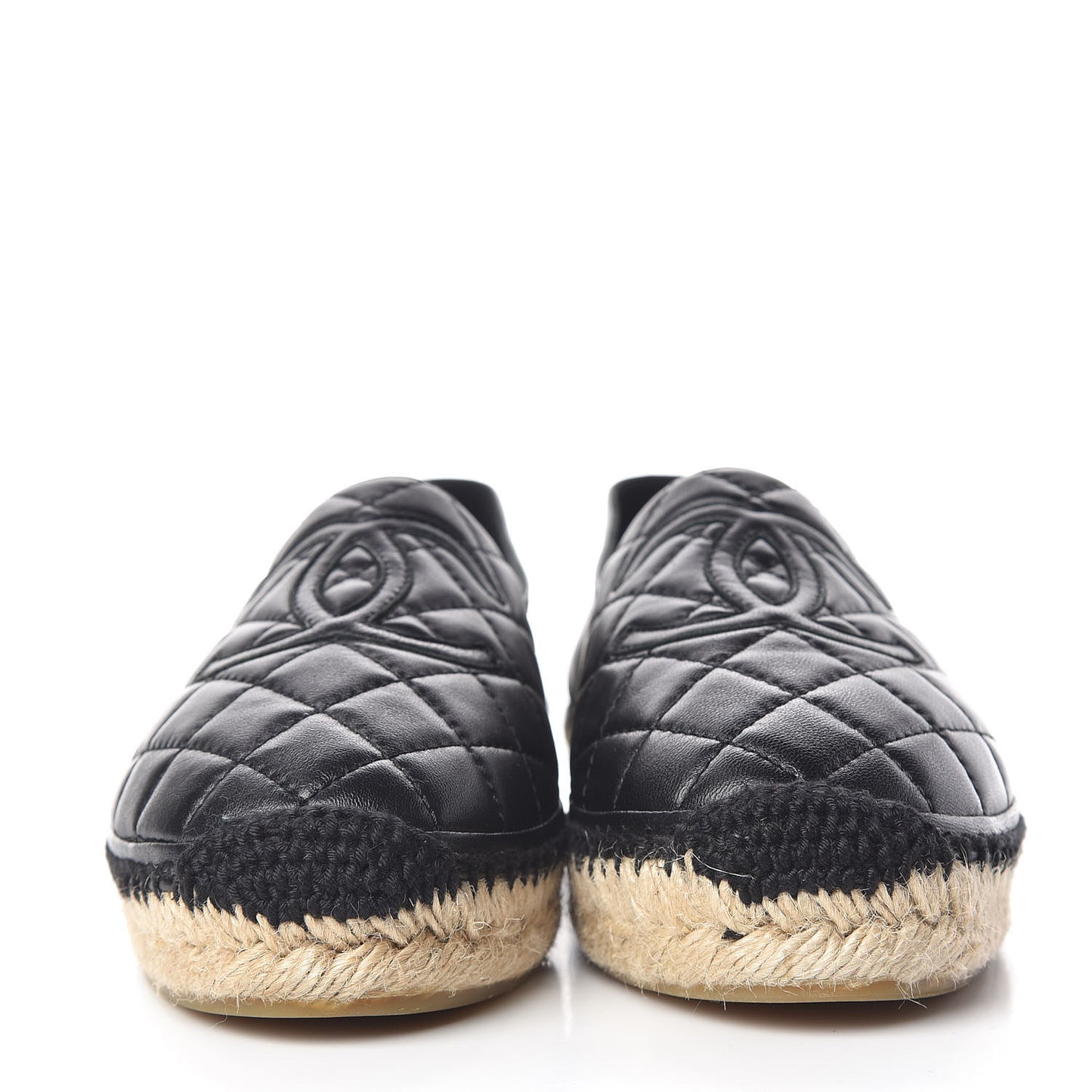 Lambskin Quilted CC Espadrilles 37 Black