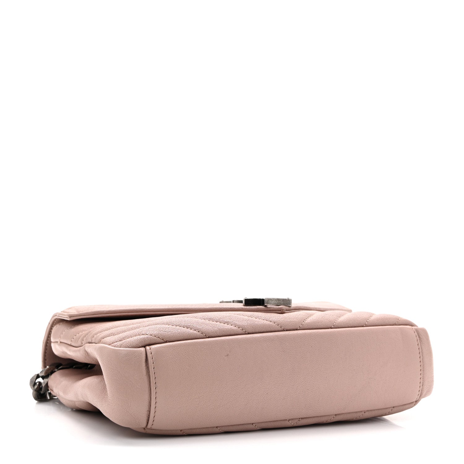 Saint Laurent Sheepskin Matelasse Chevron Monogram Medium College Bag Rose Poudre 4 of 13