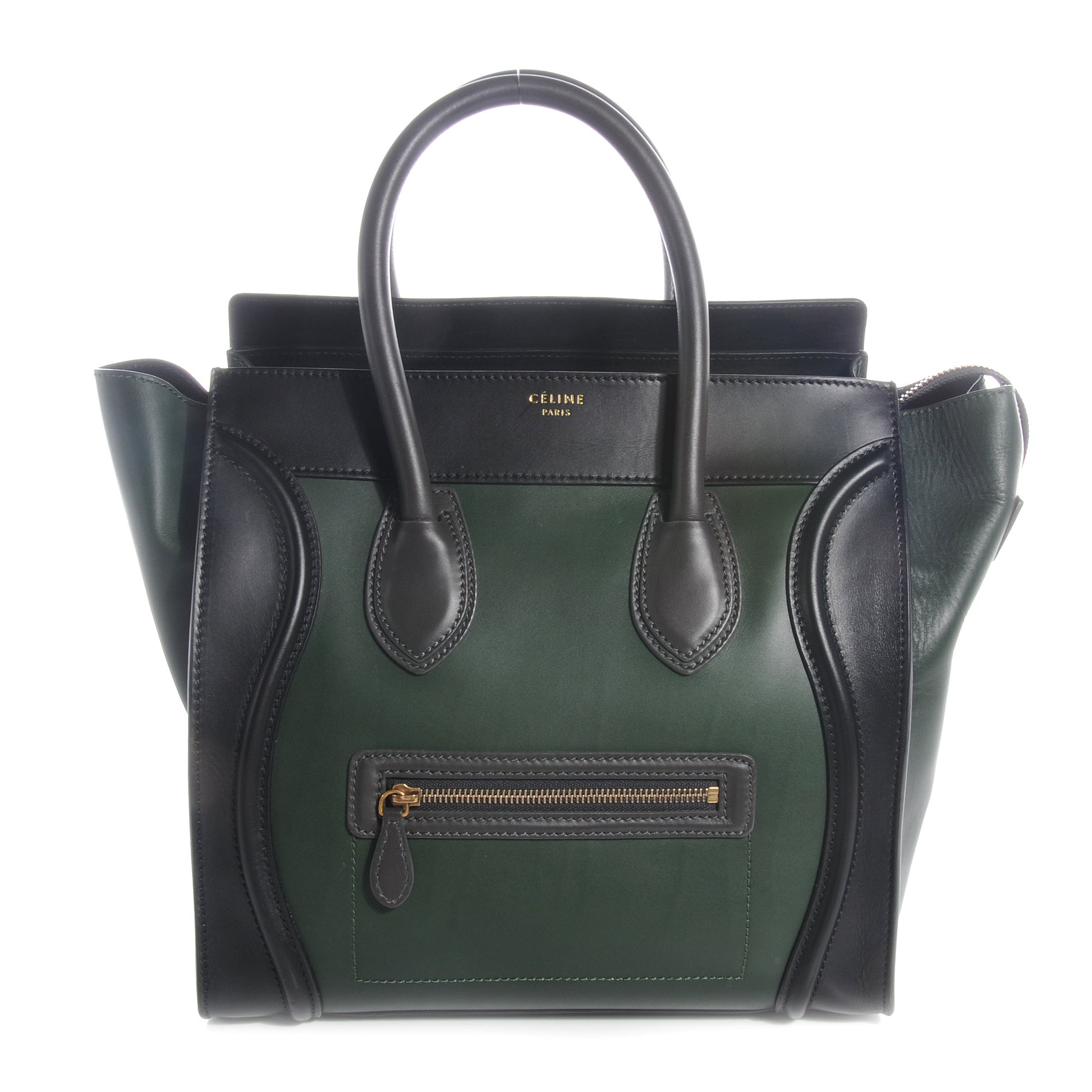 Celine Smooth Calfskin Mini Bi-Color Luggage Forest Black 1 of 7