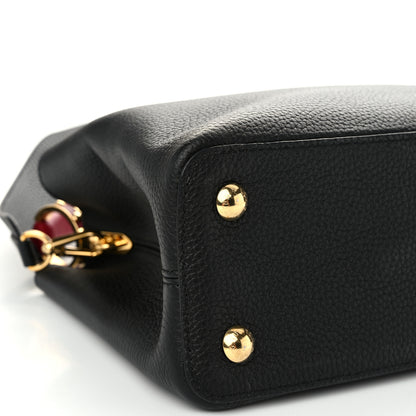 Louis Vuitton Taurillon Capucines MM Black Arizona Beige Ruby Red 8 of 9