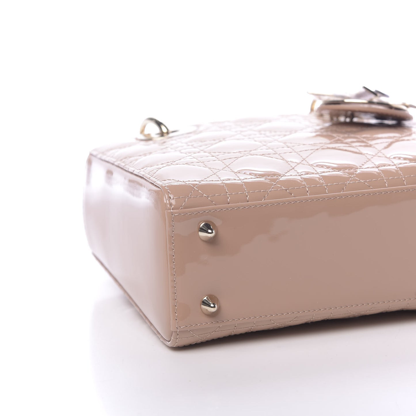 Patent Cannage Small Lady Dior Beige