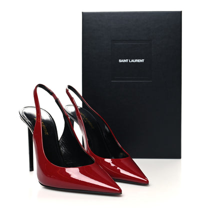 Saint Laurent Patent Calfskin Zoe 105 Slingback Pump 38 Red 9 of 9