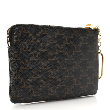 Celine Triomphe Canvas Logo Coin and Card Pouch With Hook Black 3 of 6